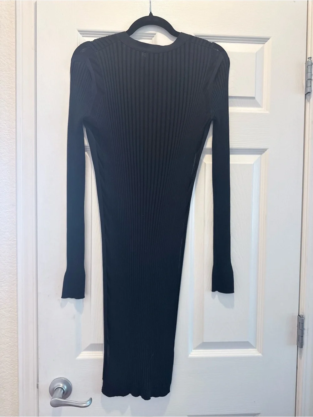 CHANEL Black Ribbed V-Neck Long Cardigan